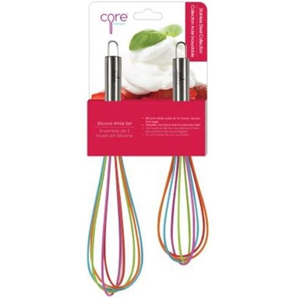 Core Kitchen Core Kitchen 10645 Kitchen Stainless Steel & Silicone Whisk Set; Rainbow - 2 Piece 282346